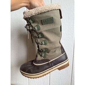 L.L.Bean Rangeley Insulated Pac Boots Canvas Green, Size 7 Women's